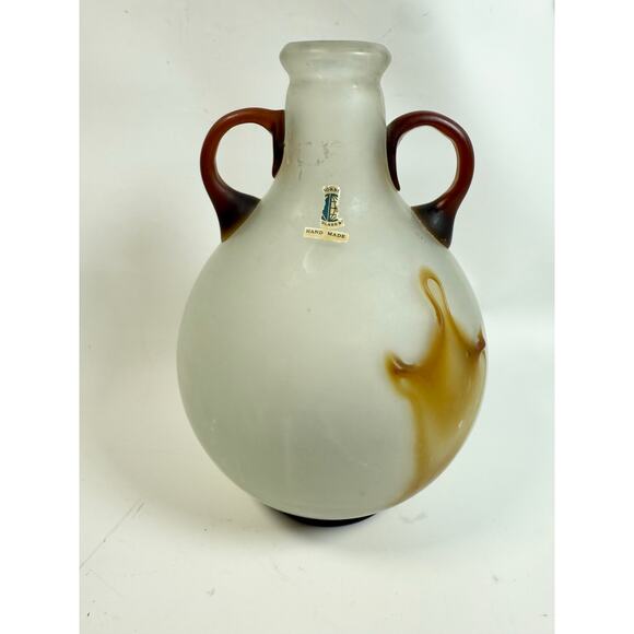 Vintage Mid Century Hand-Blown Dorbin Art Glass Vase Frosted White 1970’s - Picture 2 of 12